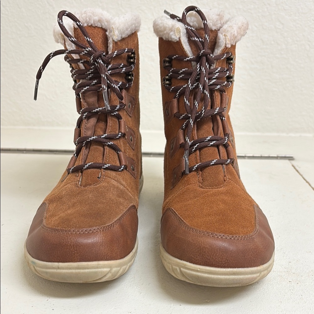 Magellan Outdoors Brown Mid-Calf Boots with Rubber Sole